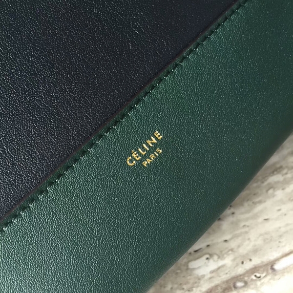 Celine FRAME Calfskin Leather Shoulder Bag 43343 Black&Green
