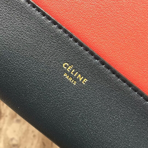Celine FRAME Calfskin Leather Shoulder Bag 43343 Black&Orange
