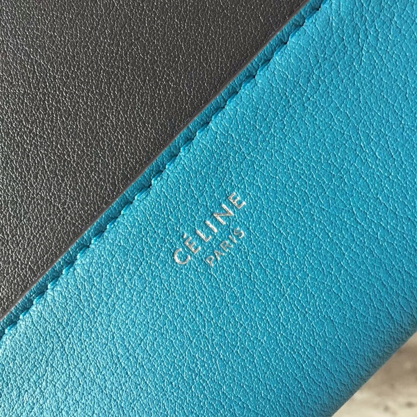 Celine FRAME Calfskin Leather Shoulder Bag 43343 Blue&Black