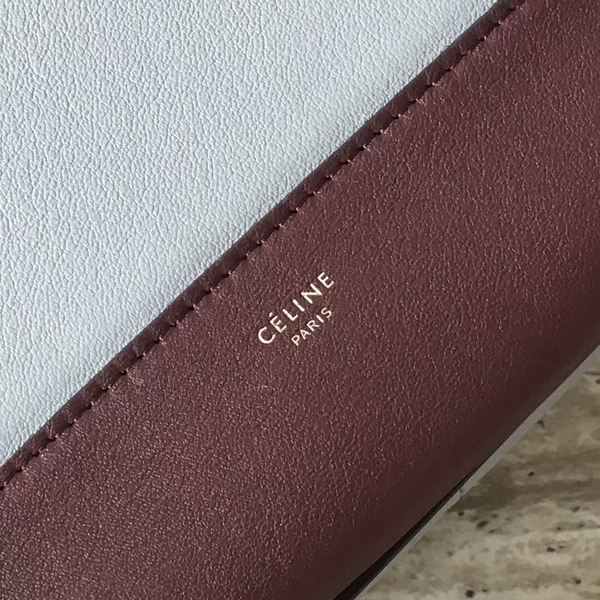 Celine FRAME Calfskin Leather Shoulder Bag 43343 Brown&White