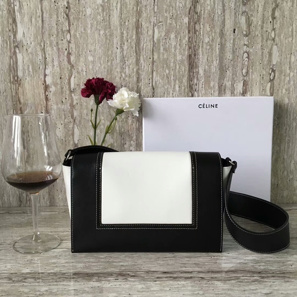 Celine FRAME Calfskin Leather Shoulder Bag 43343 Black&White
