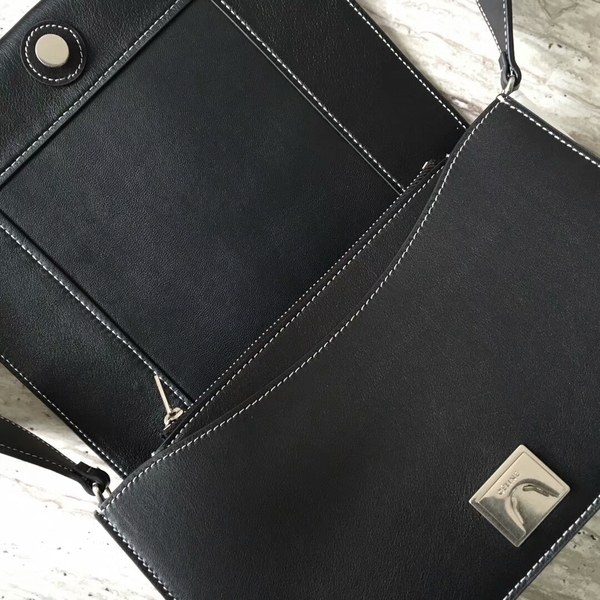 Celine FRAME Calfskin Leather Shoulder Bag 43343 Black&White