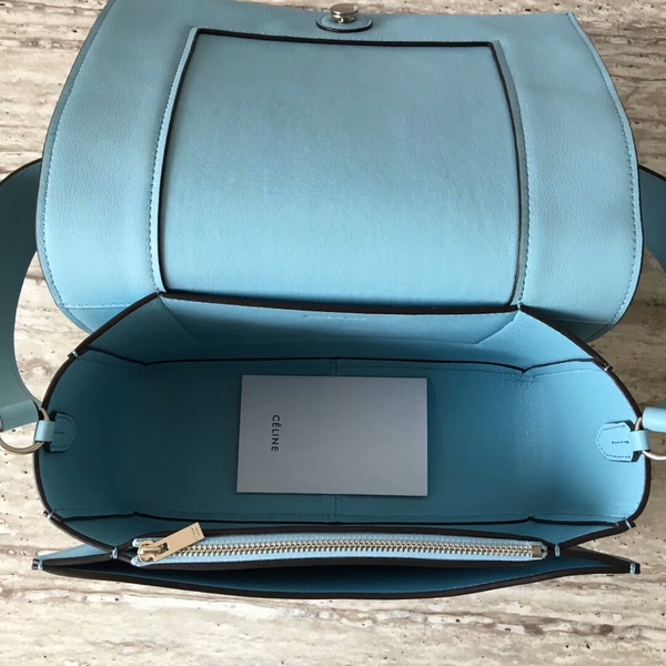 Celine FRAME Calfskin Leather Shoulder Bag 43343 Blue&Camel