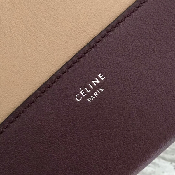 Celine FRAME Calfskin Leather Shoulder Bag 43343 Brown&Camel
