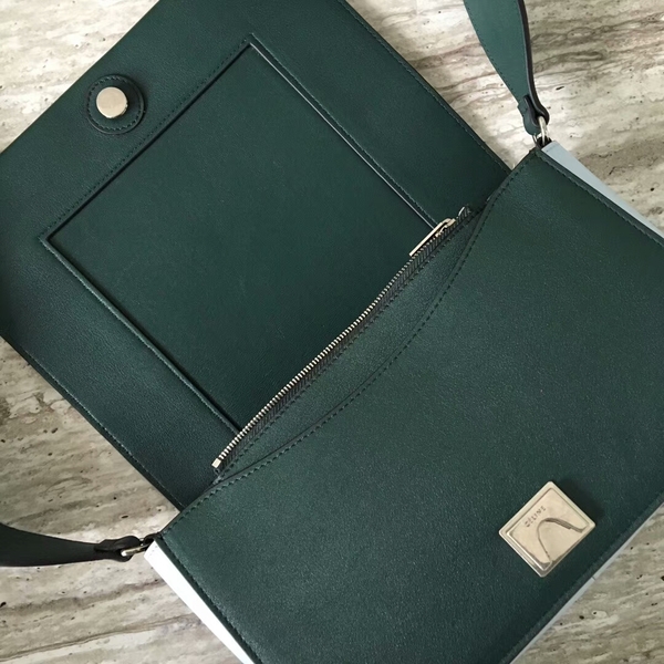 Celine FRAME Calfskin Leather Shoulder Bag 43343 Green&Blue