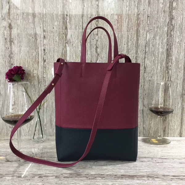 Celine Cabas Phantom Bags Calfskin Leather C2204 Wine&Black