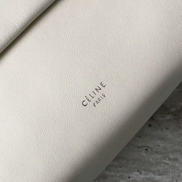 Celine Cabas Clamp Bags Sheepskin Leather 90054 White