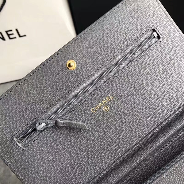 Chanel Owl Pendant Flap Shoulder Bag Calfskin Leather A33814 Grey