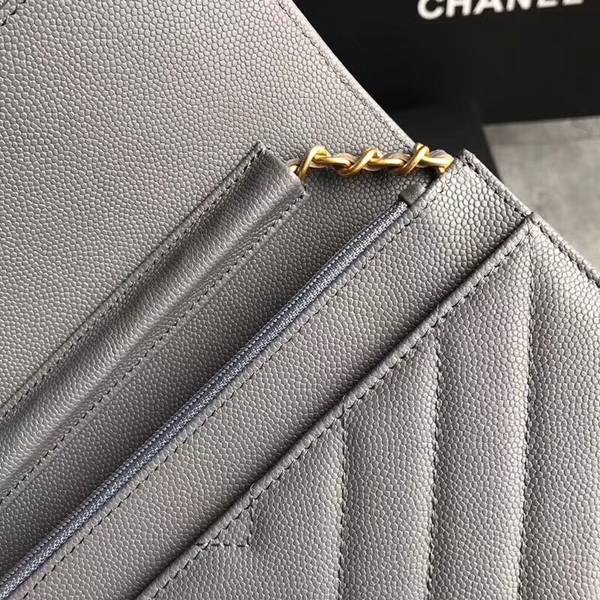 Chanel Owl Pendant Flap Shoulder Bag Calfskin Leather A33814 Grey