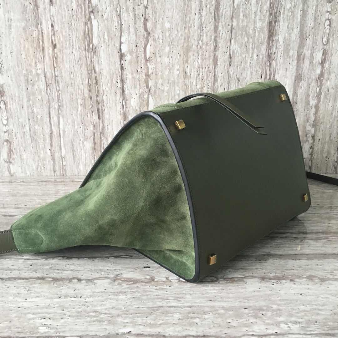 Celine Luggage Phantom Tote Bag Suede Leather CT3372 Dark Green