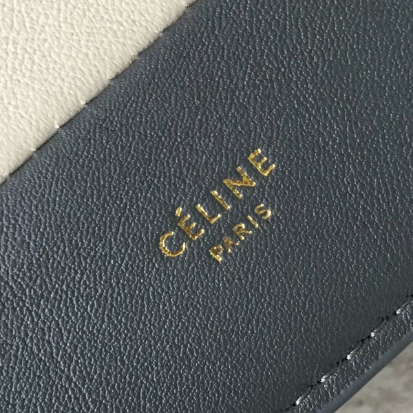 Celine FRAME Calfskin Leather Mini Shoulder Bag 43344 Grey&White