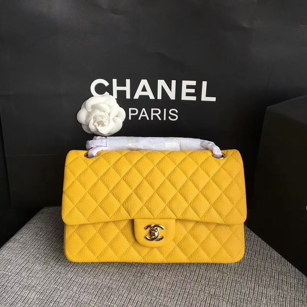 Chanel Flap Shoulder Bags Original Deerskin Leather CF1112 Yellow