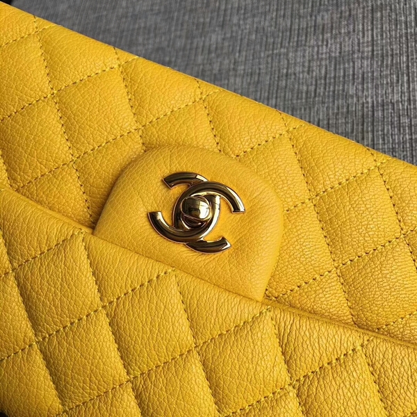 Chanel Flap Shoulder Bags Original Deerskin Leather CF1112 Yellow