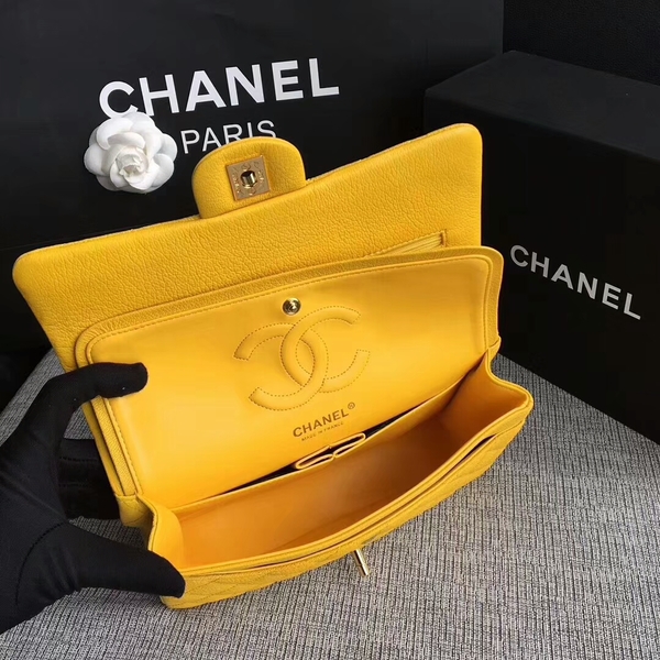 Chanel Flap Shoulder Bags Original Deerskin Leather CF1112 Yellow