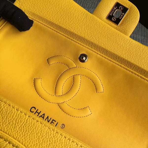 Chanel Flap Shoulder Bags Original Deerskin Leather CF1112 Yellow