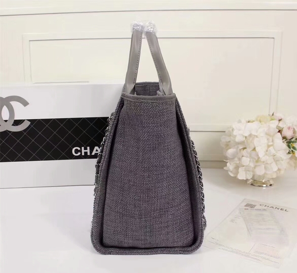 Chanel Canvas Leather Tote Shopping Bag 68047A