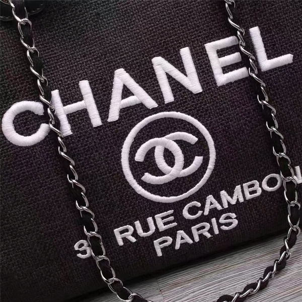 Chanel Canvas Leather Tote Shopping Bag 68047C