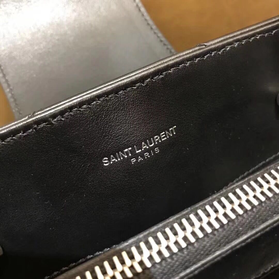Saint Laurent Small Classic Monogramme Leather Flap Bag Y2808 black