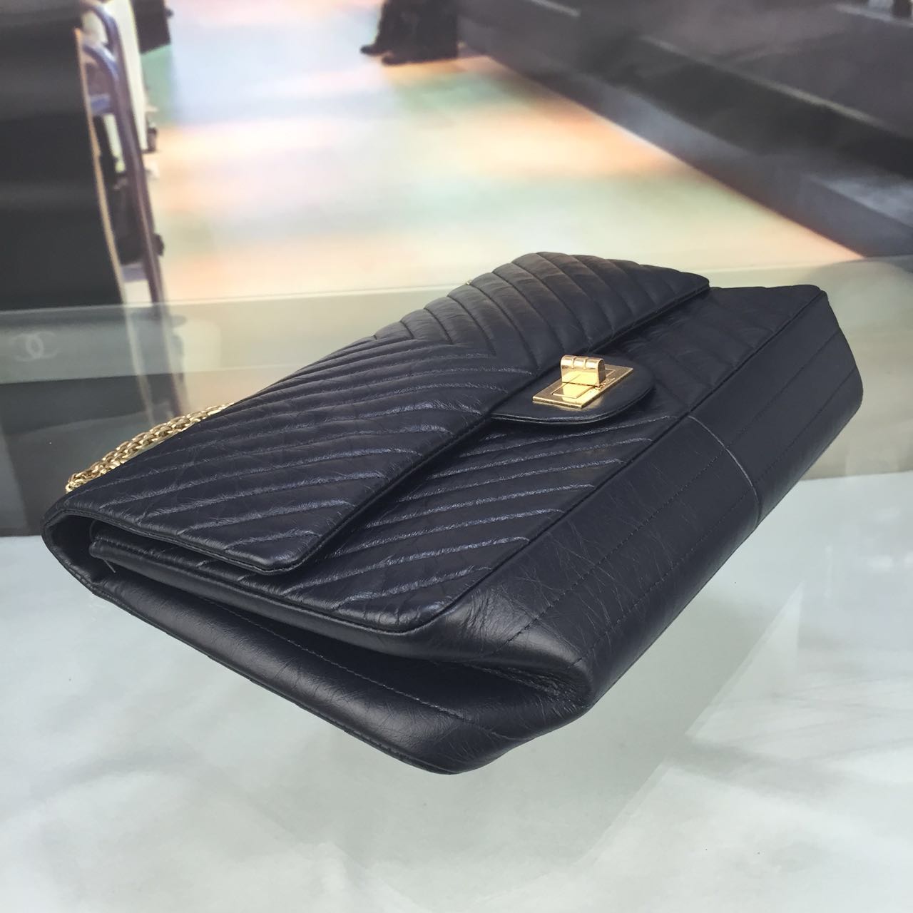 Chanel Flap Shoulder Bags Black Original Calfskin Leather CF227 Silver