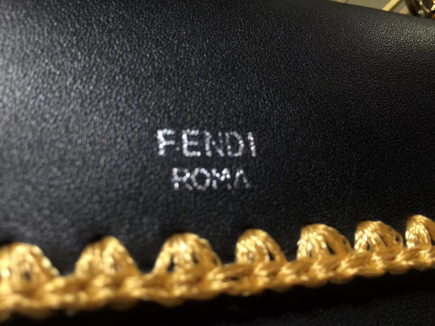 Fendi Calfskin Leather Shoulder Bag 8113 Black