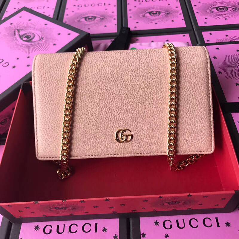 Gucci GG Marmont Original Calf leather Shoulder Bag 497985 Nude