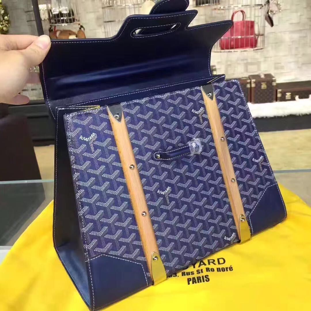 Goyard Y Doodling Calfskin Leather Tote Bag 9956 blue