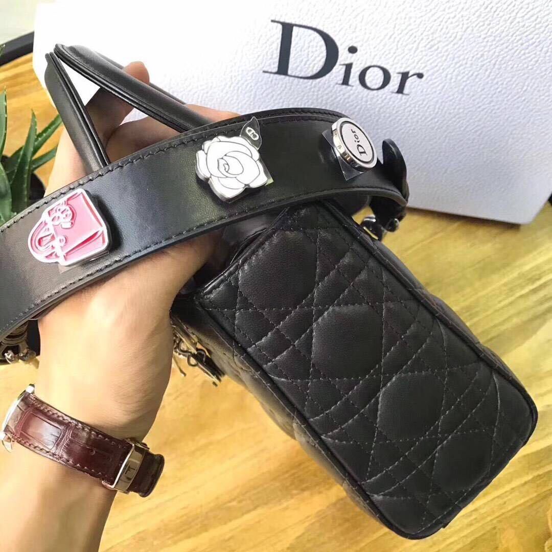 Dior Cannage Nano Lady Bag Original Leather CD3891 Black