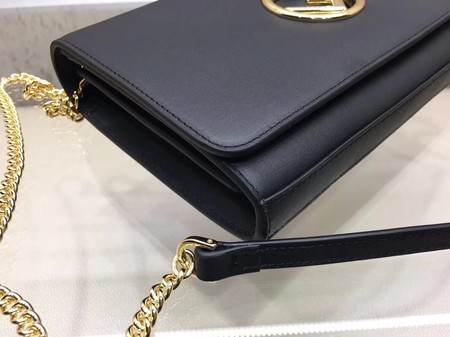 Fendi Calfskin Leather Flap Shoulder Bag 3326 Black