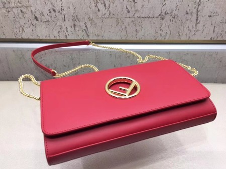 Fendi Calfskin Leather Flap Shoulder Bag 3326 Red