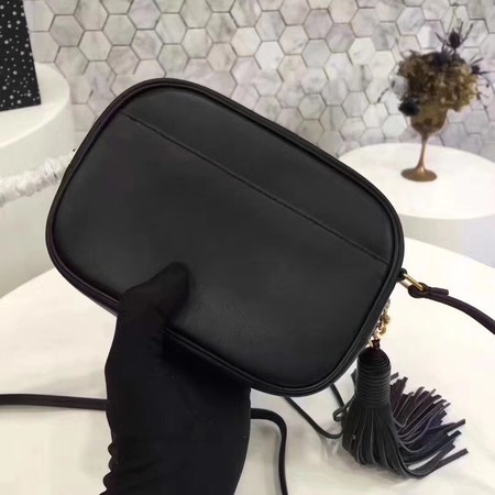 Yves Saint Laurent Calfskin Leather Shoulder Bag 5804 Black&Gold