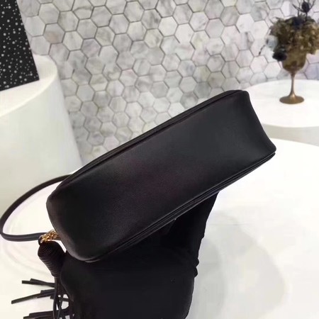 Yves Saint Laurent Calfskin Leather Shoulder Bag 5804 Black&Gold