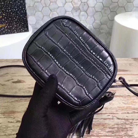 Yves Saint Laurent Crocodile Leather Shoulder Bag 5804 Black
