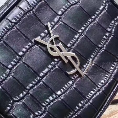 Yves Saint Laurent Crocodile Leather Shoulder Bag 5804 Black