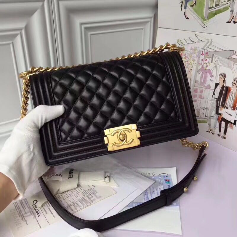 Chanel Boy Flap Original Sheepskin Leather Shoulder Bags A67086 Black