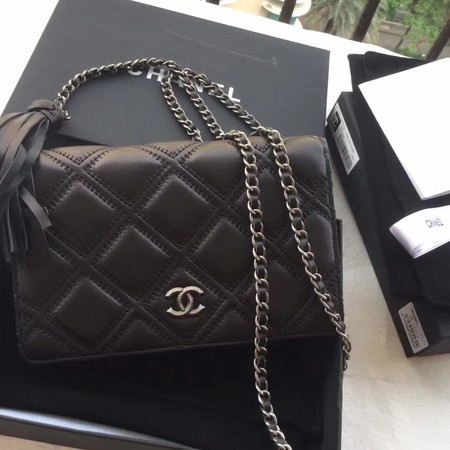 Chanel Clutch Bag Original Sheepskin Leather 7077 Black