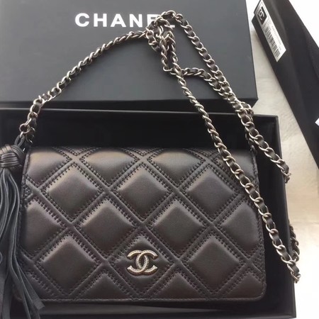 Chanel Clutch Bag Original Sheepskin Leather 7077 Black