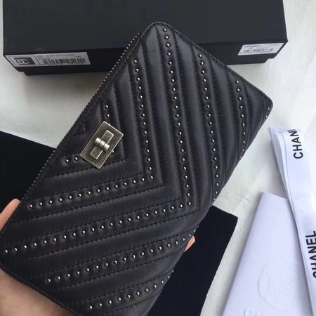 Chanel Clutch Bag Sheepskin Leather 7062 Black
