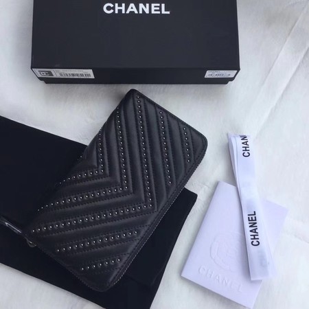 Chanel Clutch Bag Sheepskin Leather 7062 Black
