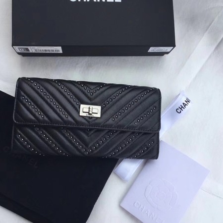 Chanel Clutch Bag Sheepskin Leather 7065 Black