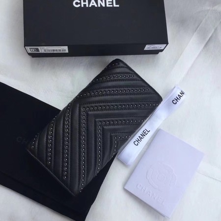 Chanel Clutch Bag Sheepskin Leather 7065 Black