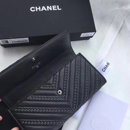 Chanel Clutch Bag Sheepskin Leather 7065 Black