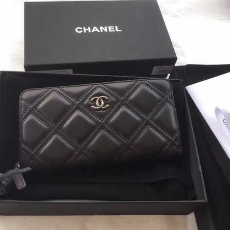 Chanel Clutch Bag Sheepskin Leather 7072 Black