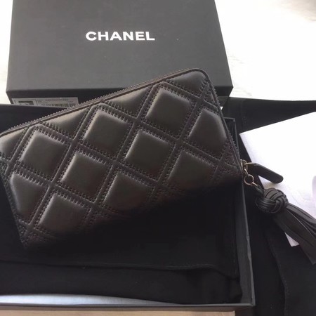 Chanel Clutch Bag Sheepskin Leather 7072 Black