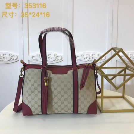 Gucci GG Supreme Canvas Tote Bag 353116 Red