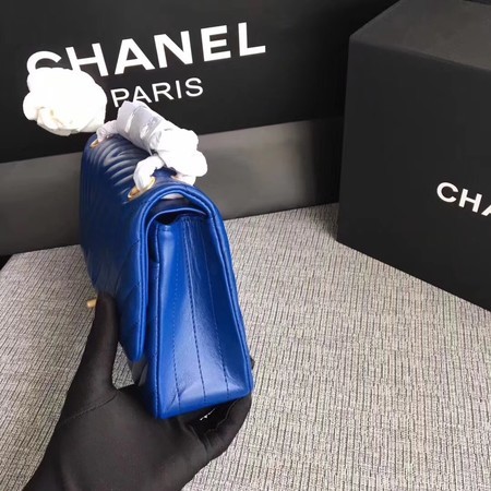 Chanel Flap Shoulder Bag Blue Original Sheepskin Leather CF1112V Gold