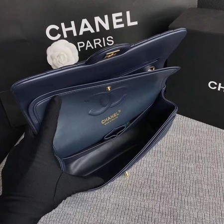 Chanel Flap Shoulder Bag Dark Blue Original Sheepskin Leather CF1112V Gold