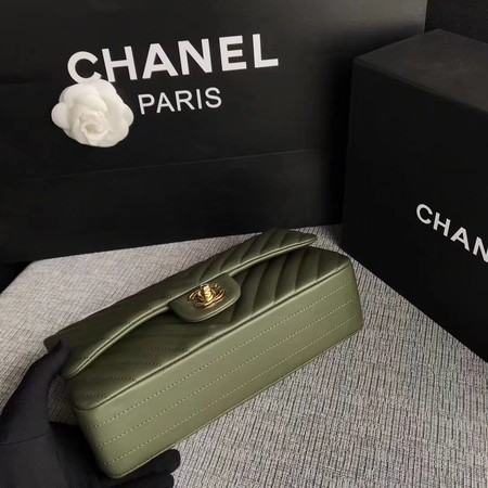 Chanel Flap Shoulder Bag Green Original Sheepskin Leather CF1112V Gold