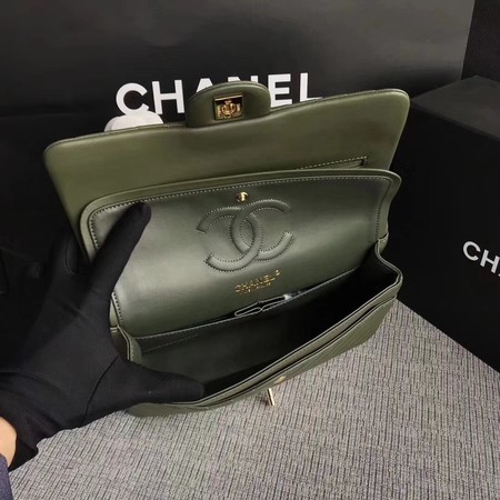 Chanel Flap Shoulder Bag Green Original Sheepskin Leather CF1112V Gold