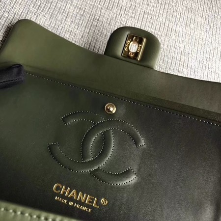 Chanel Flap Shoulder Bag Green Original Sheepskin Leather CF1112V Gold