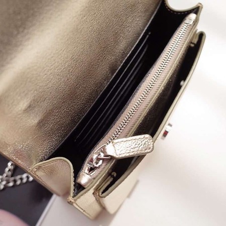 Yves Saint Laurent Calfskin Leather Shoulder Bag 452157 Gold